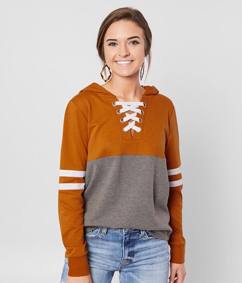 Image of FITZ + EDDI Color Block Lace-Up Hoodie