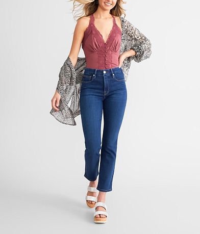 GOOD AMERICAN Good Legs High Rise Straight Stretch Jean front view