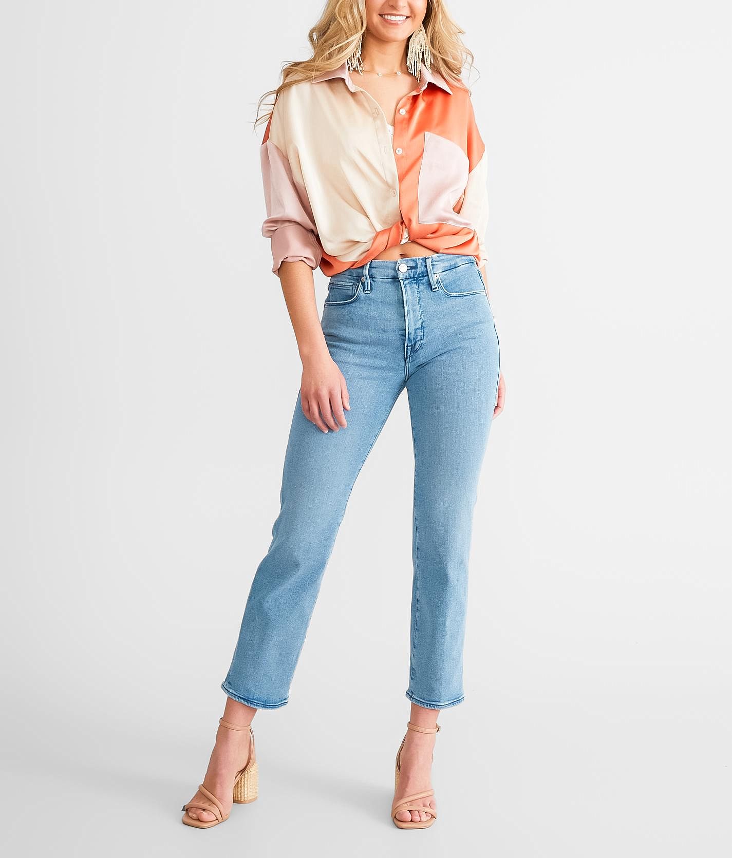 GOOD AMERICAN Good Legs High Rise Straight Stretch Jean