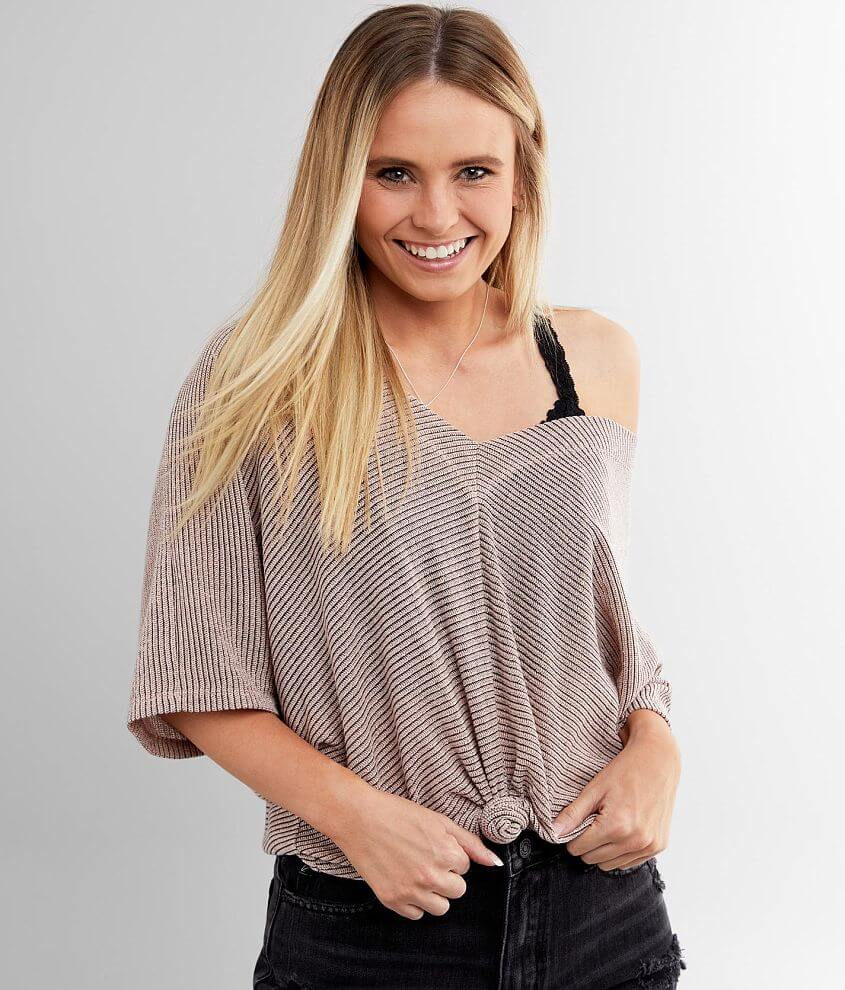 Daytrip Boxy Ribbed Knit Top front view