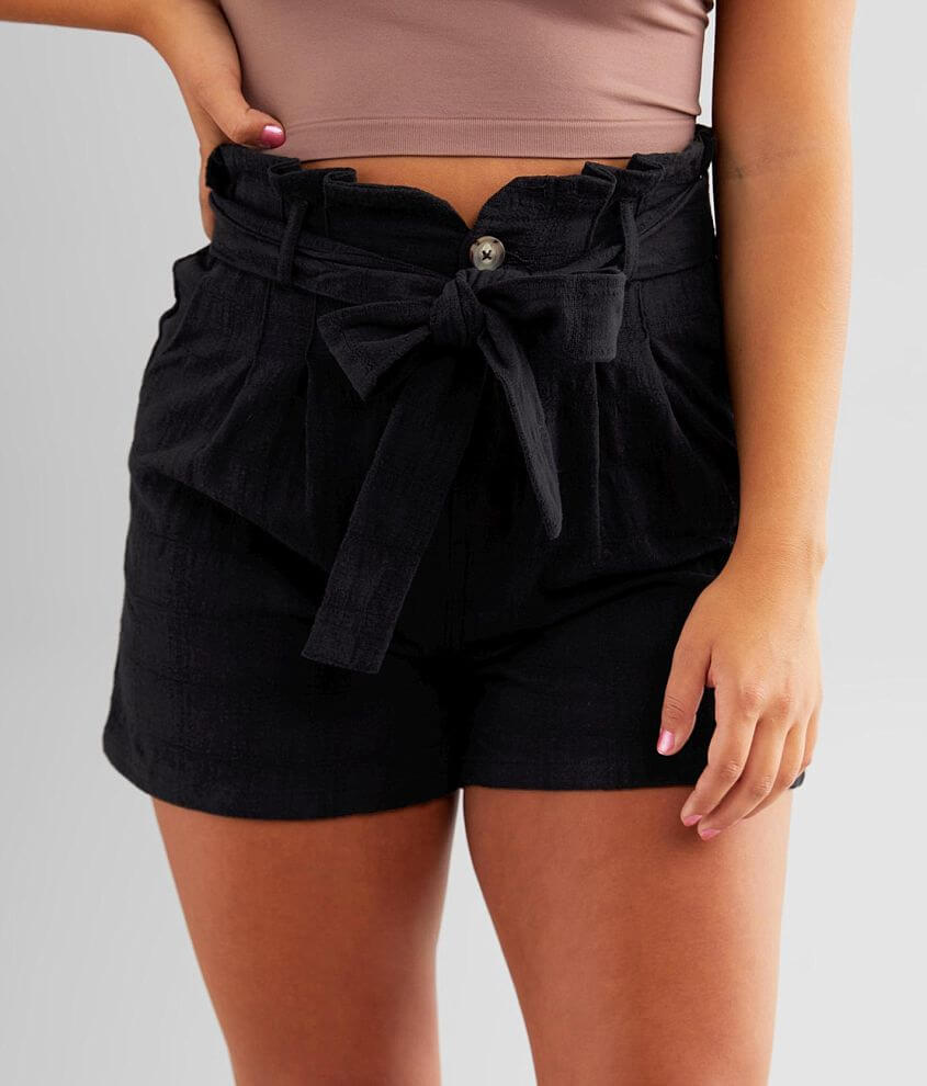 Good Luck Gem High Rise Paperbag Short - Women's Shorts in Black