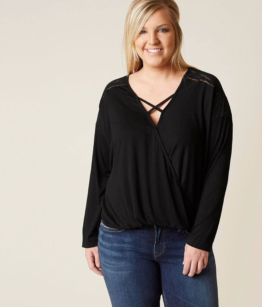 Good Luck Gem Suprlice Top - Plus Size Only front view