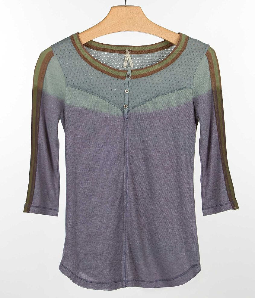 Gimmicks by BKE Pieced Henley Top front view