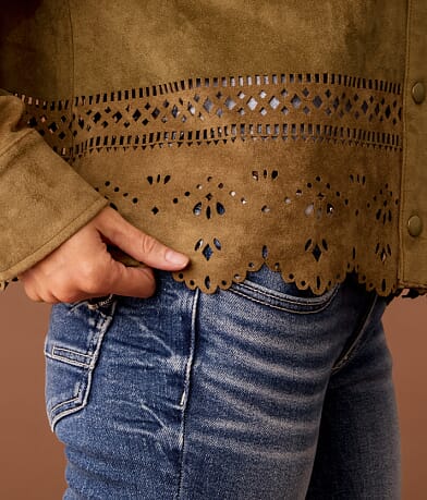 Laser Cut Faux Suede Jacket thumbnail 4