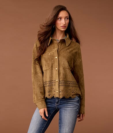 Laser Cut Faux Suede Jacket thumbnail 2