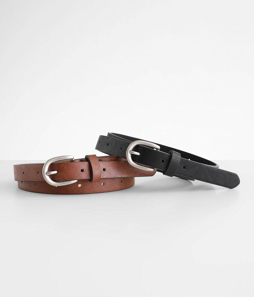 Skinny Belt, Black Leather, Men's Belts