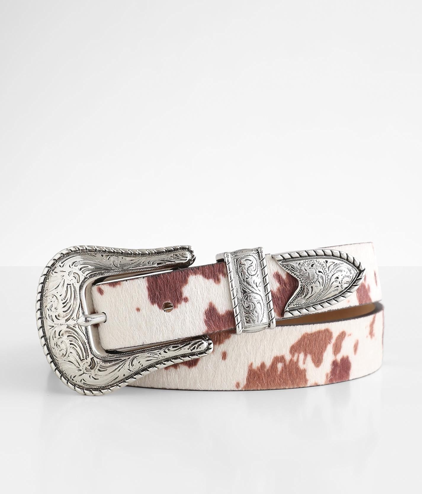 1pc Women Cow Pattern Cattle Head Detail Geometric Buckle Vintage Belt For  Daily Decoration