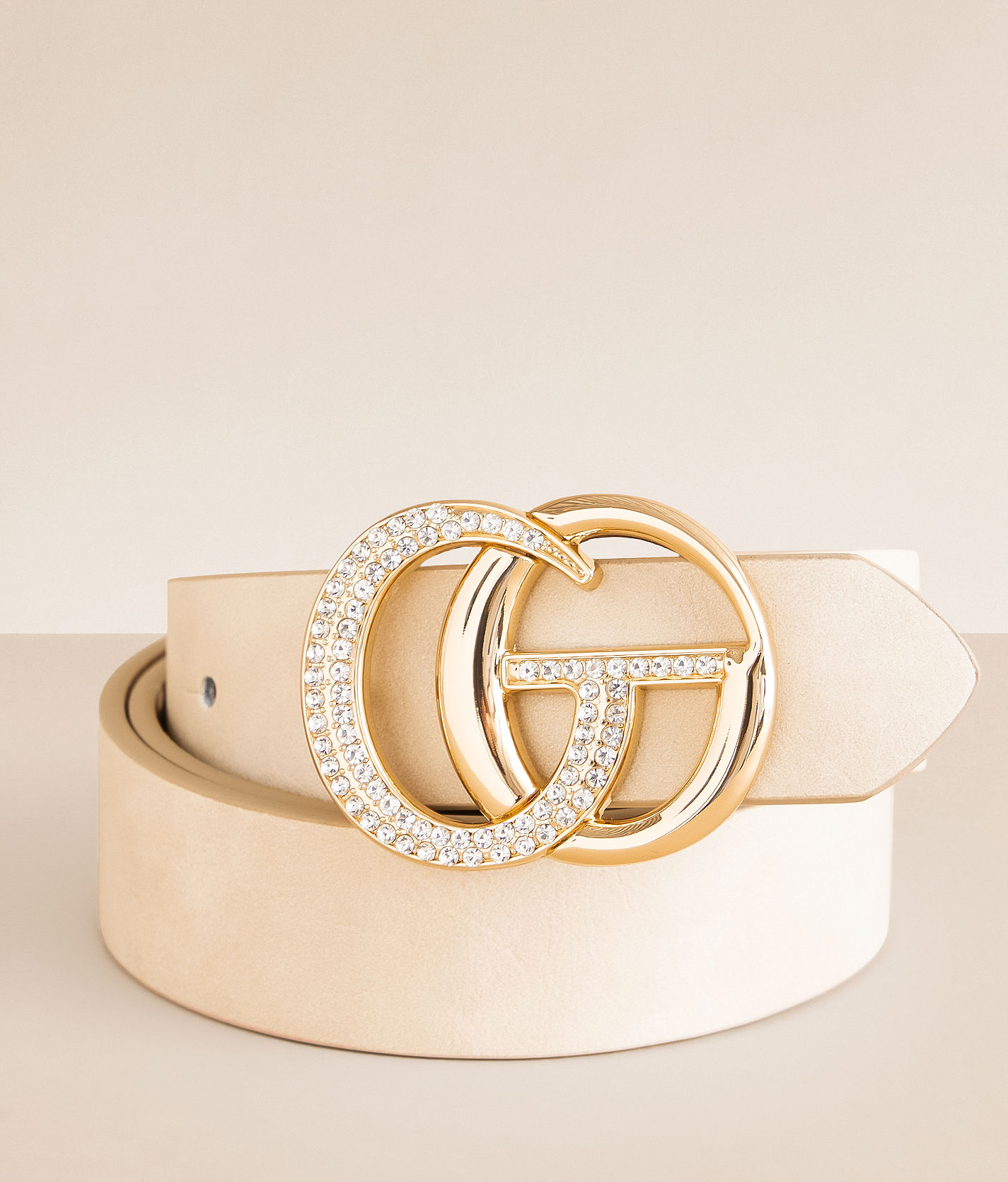 Dolce & Gabbana Beige Leather Crystal Buckle Women Belt display picture 1
