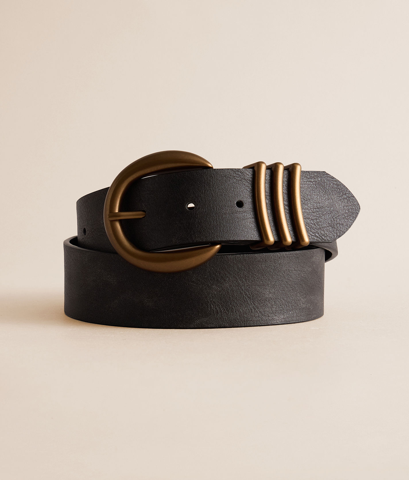 Vintage Tan & Black Vegan Leather Stretch Belt Wide Statement Buckle Vintage Black Stretch Belt With Tan Leather - Etsy main image 4