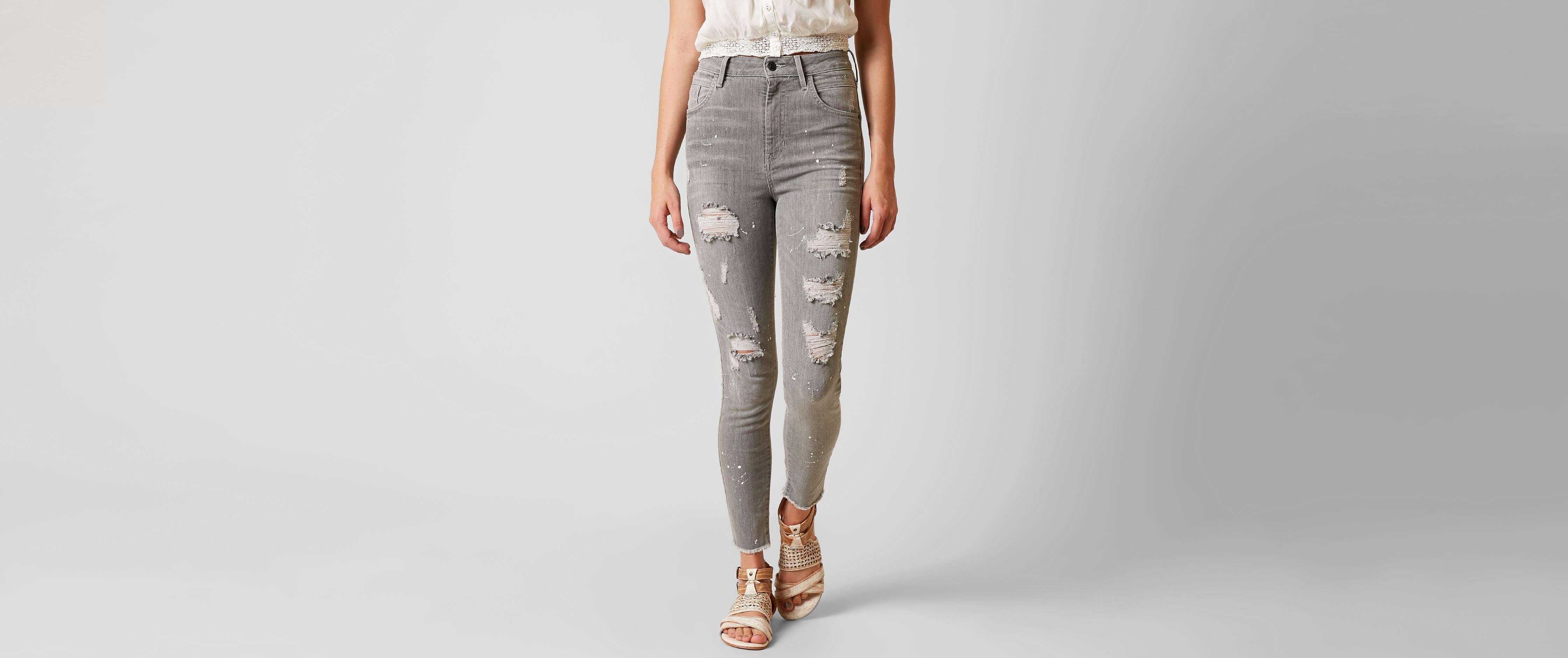 high rise gray jeans