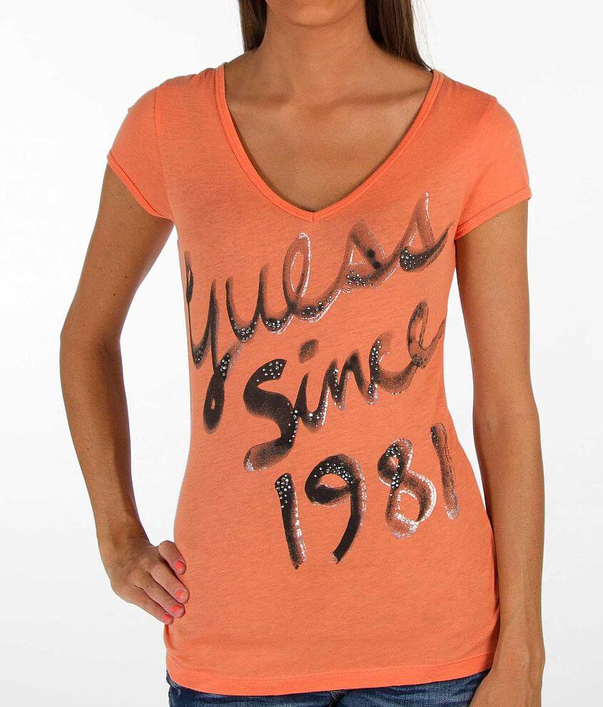 Guess Painted V-Neck T-Shirt front view