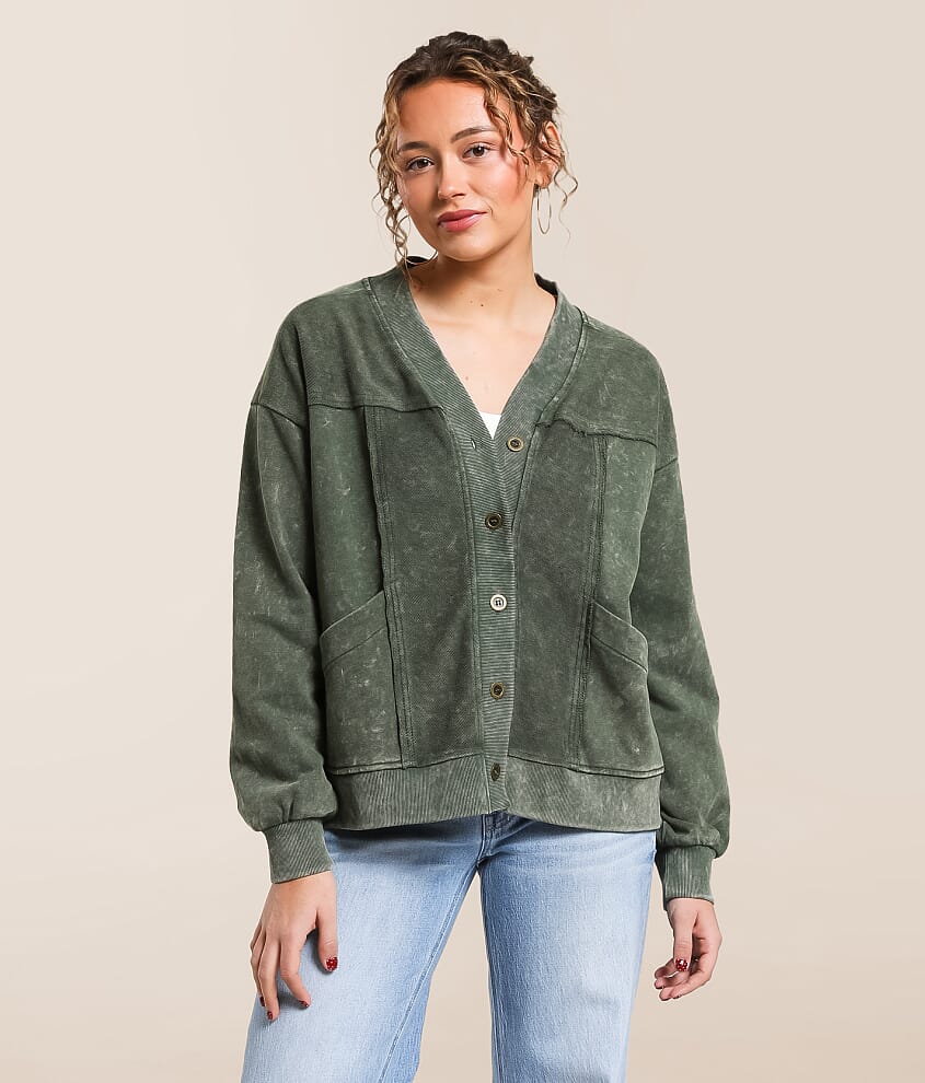 Raw Edge Washed Cardigan - thumbnail 2