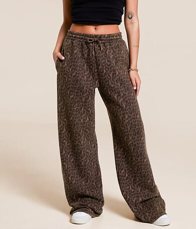 Gilded Intent Wide Leg Cheetah Sweatpant front view