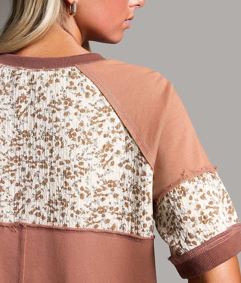Pieced Floral Pullover