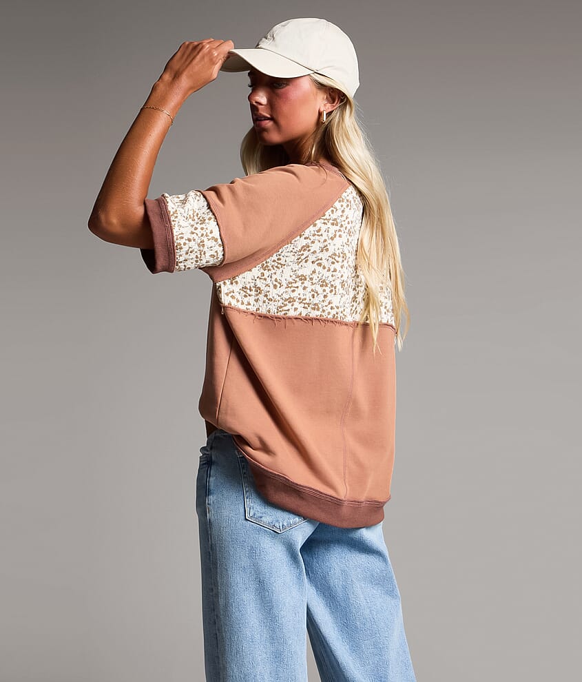 Pieced Floral Pullover