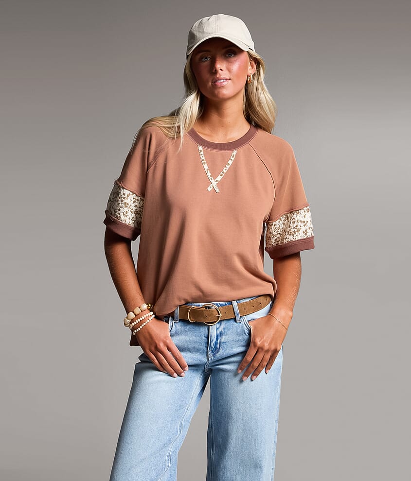 Pieced Floral Pullover