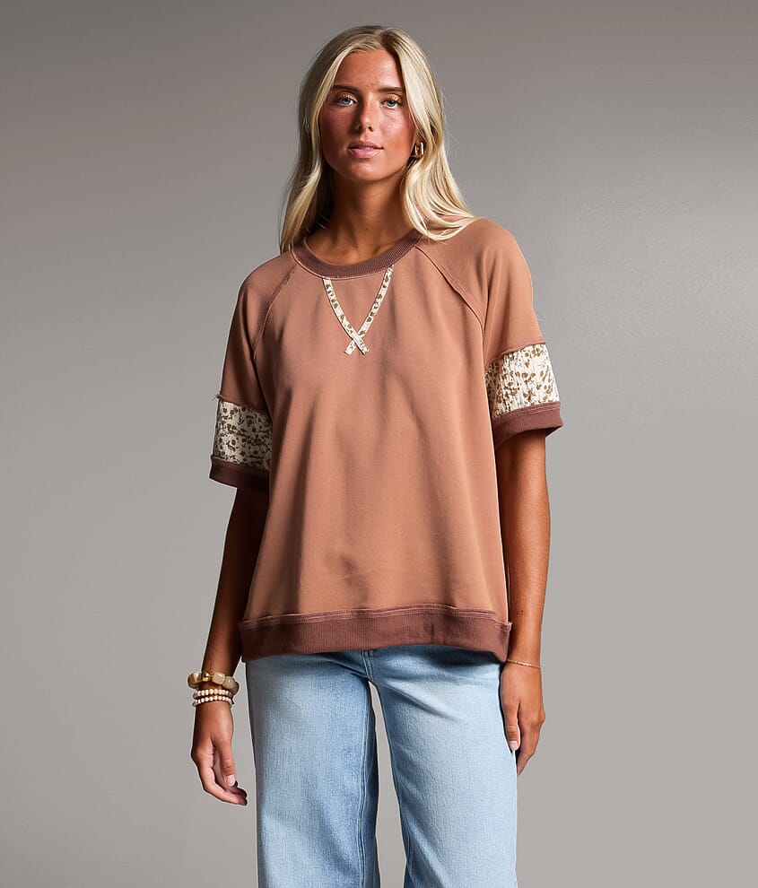 Pieced Floral Pullover