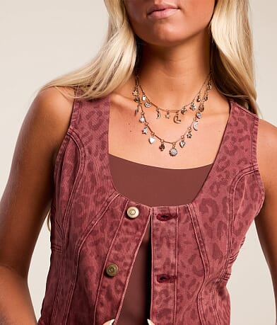 Cheetah Denim Stretch Vest thumbnail 3