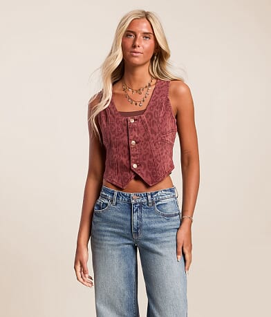 Cheetah Denim Stretch Vest