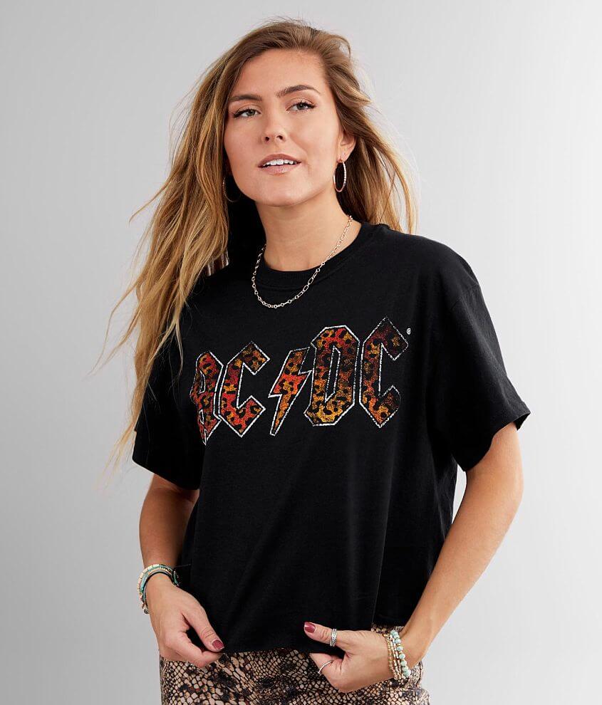 Buckle T-Shirts T-Shirt in Black ACDC® Band | Leopard Print Women\'s -