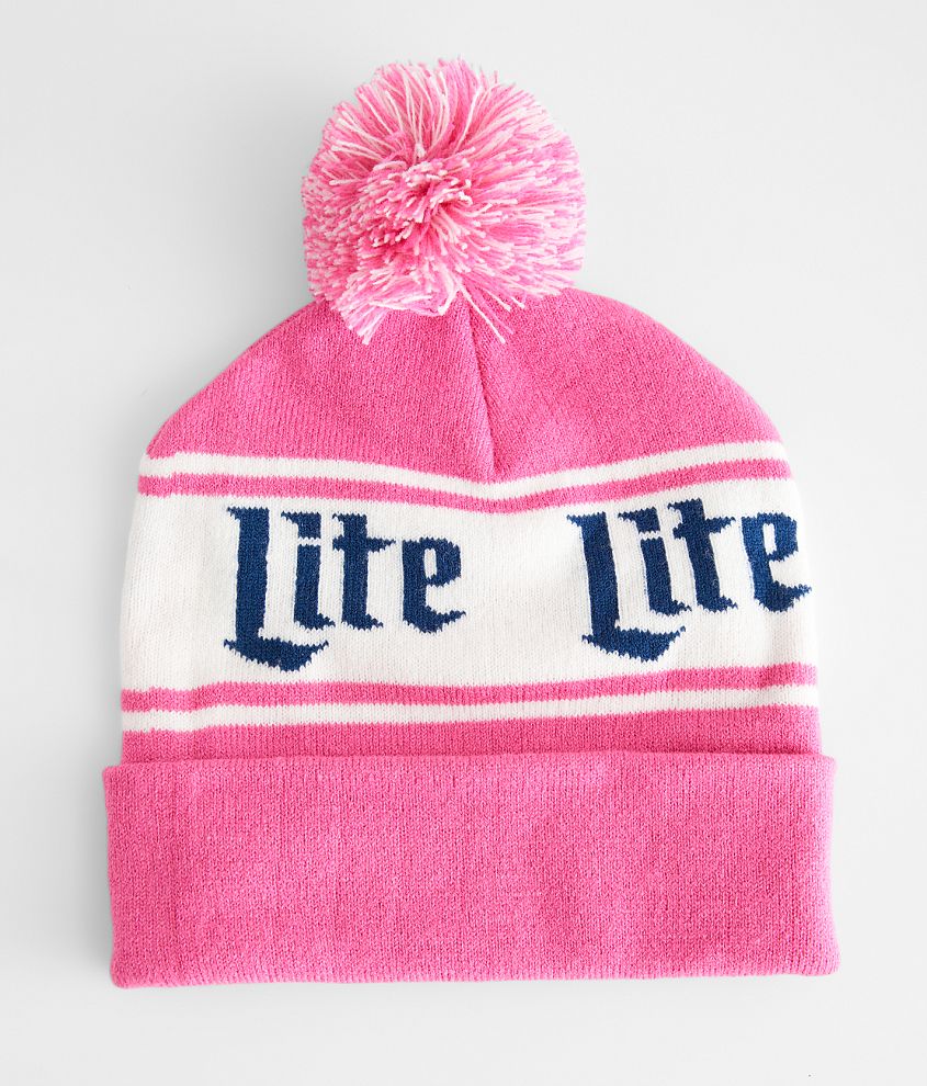 H3 Headwear Miller Lite Beanie Women's Hats in Pink Buckle