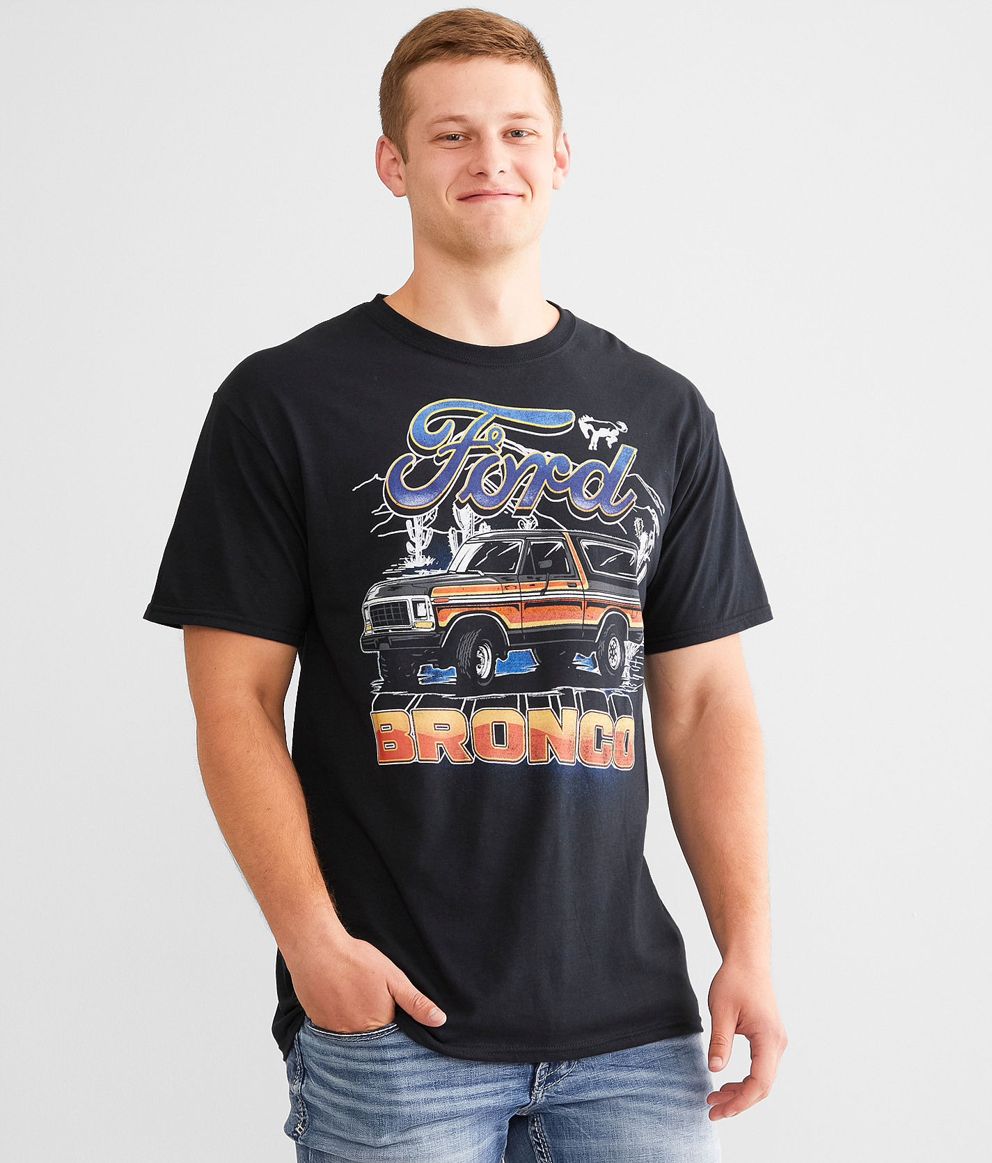 '66 Ford Bronco Mens Navy Blue Graphic T-Shirt Ford Official Licensed XL  SUV Car