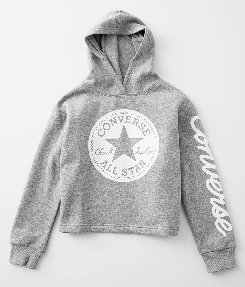 Girls Converse Chuck Taylor Hooded Sweatshirt Girl s Sweatshirts in Dark Grey Heather Buckle