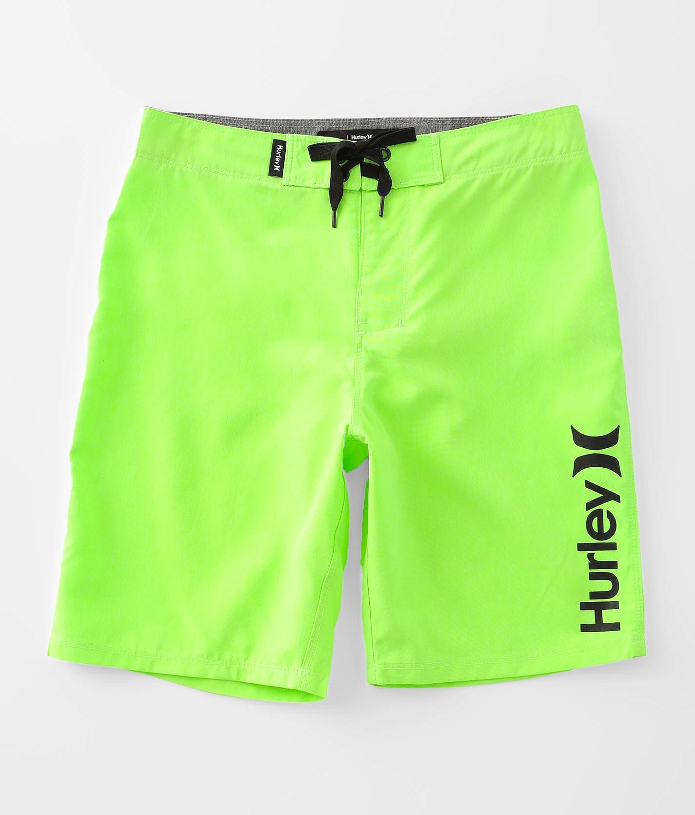 Boys Hurley One Only Boardshort Boy s Swimwear in Neon Green Heather Buckle