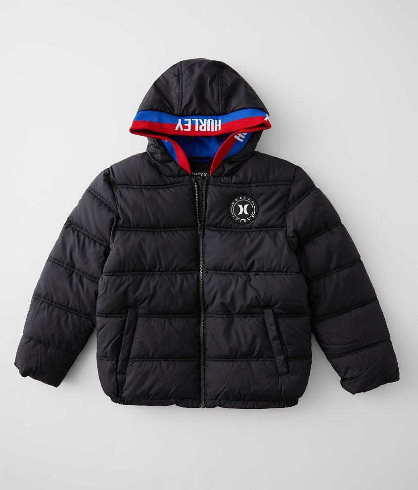 Boys - Hurley Sport Hooded Puffer Coat - Boy's Coats & Jackets in Black ...