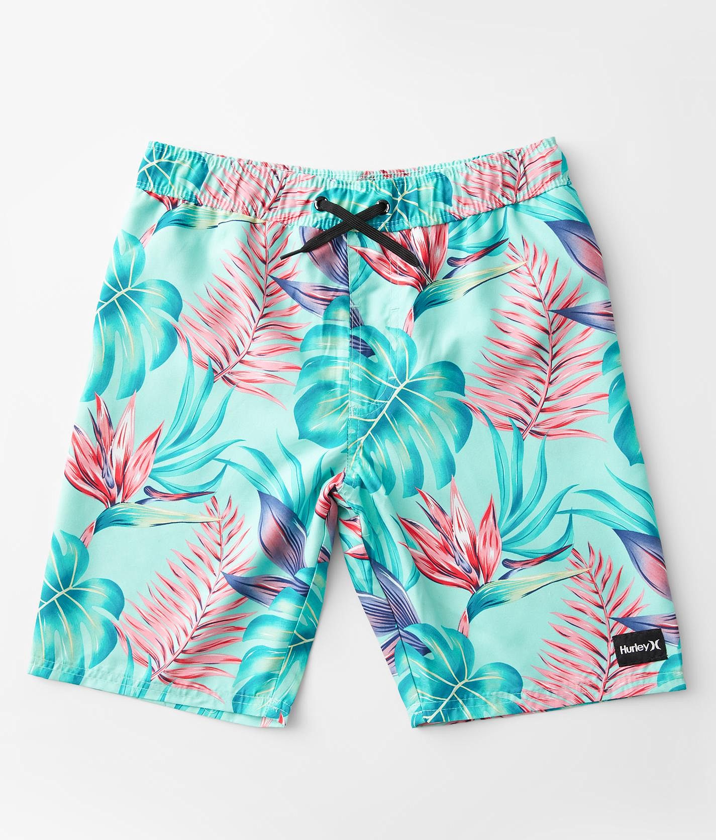 Boys - Hurley Tropical Print Swim Trunks - Boy's Swimwear in Tropical Mist