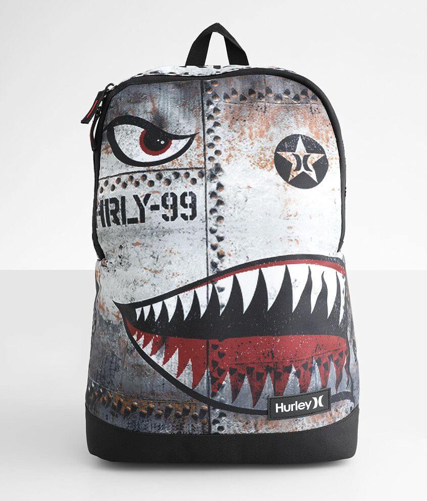 Hurley Shark Bite 18” Backpack Laptop Multicolored Check Padded