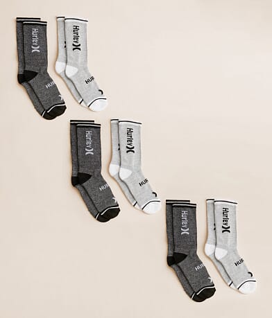 Hurley Boys - 6 Pack Cushioned Crew Socks front view