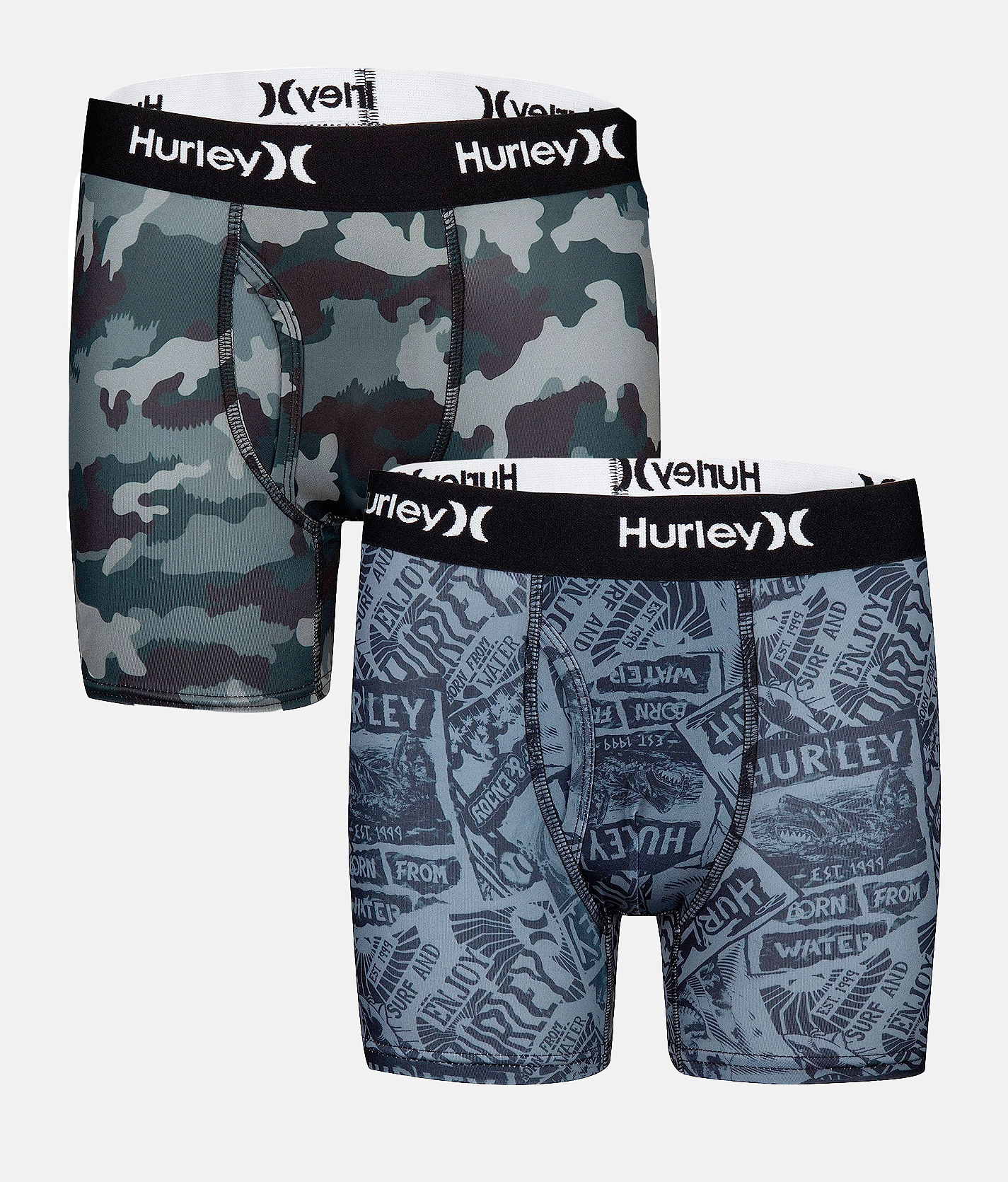 Hurley Boys' Classic Boxer Briefs (2-Pack), Dark Grey Heather/Blue, M -  Yahoo Shopping