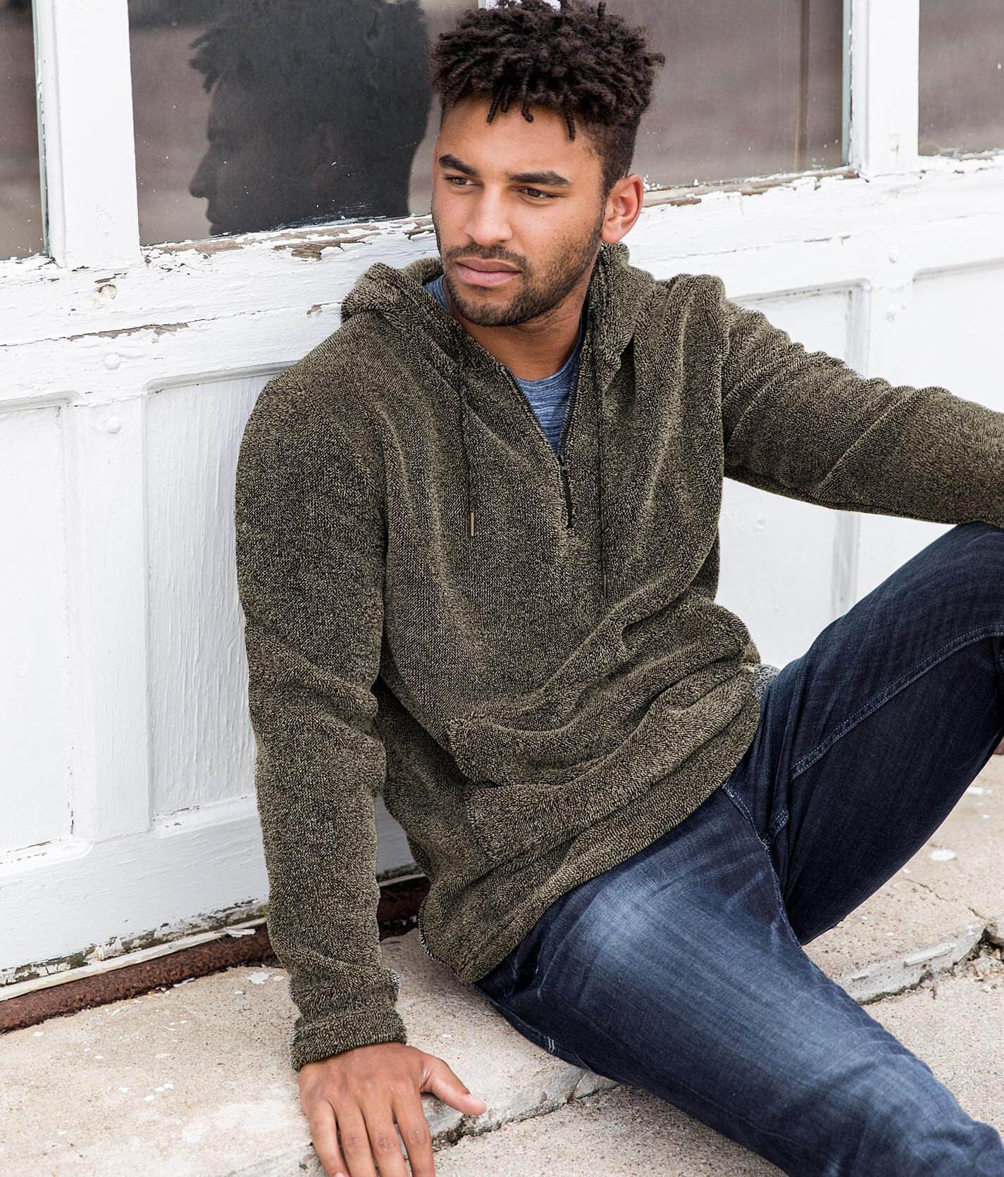 Cozy Sherpa-Lined French-Rib Pullover Hoodie