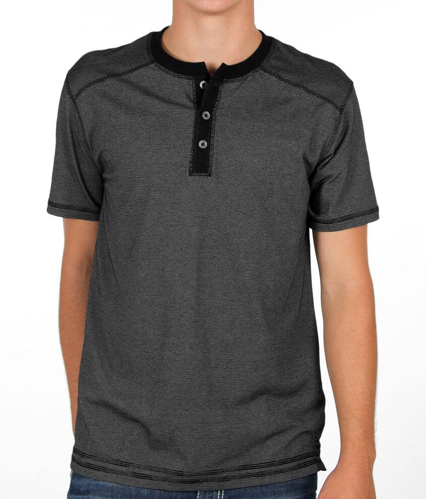 Buckle Black Striped Henley front view