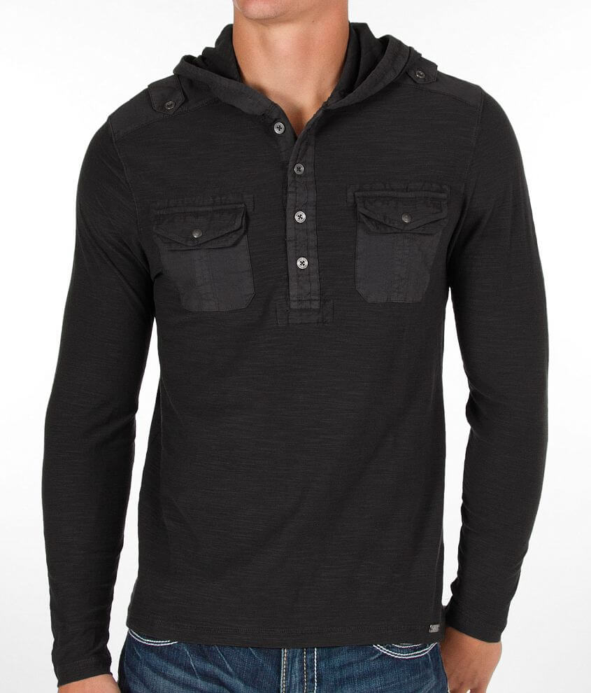 Buckle Black Bayson Henley Hoodie front view