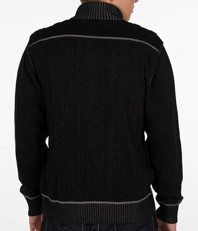 Buckle Black Sherpa Cardigan Sweater BACK