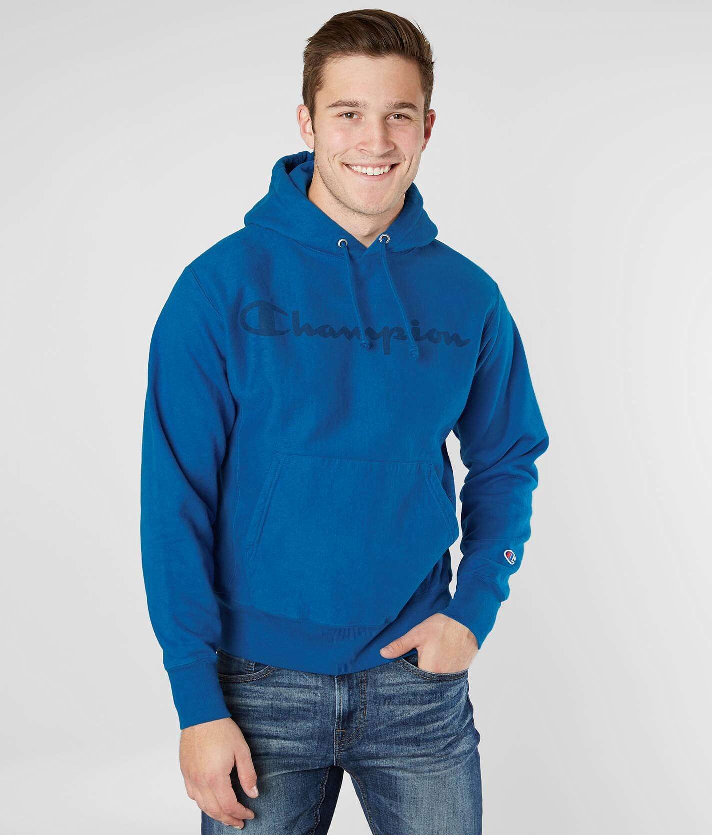 deep hotline blue champion hoodie