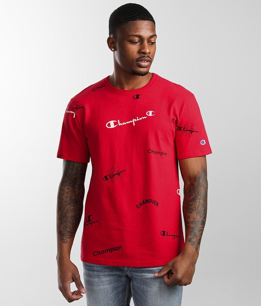 Red t hot sale shirt champion