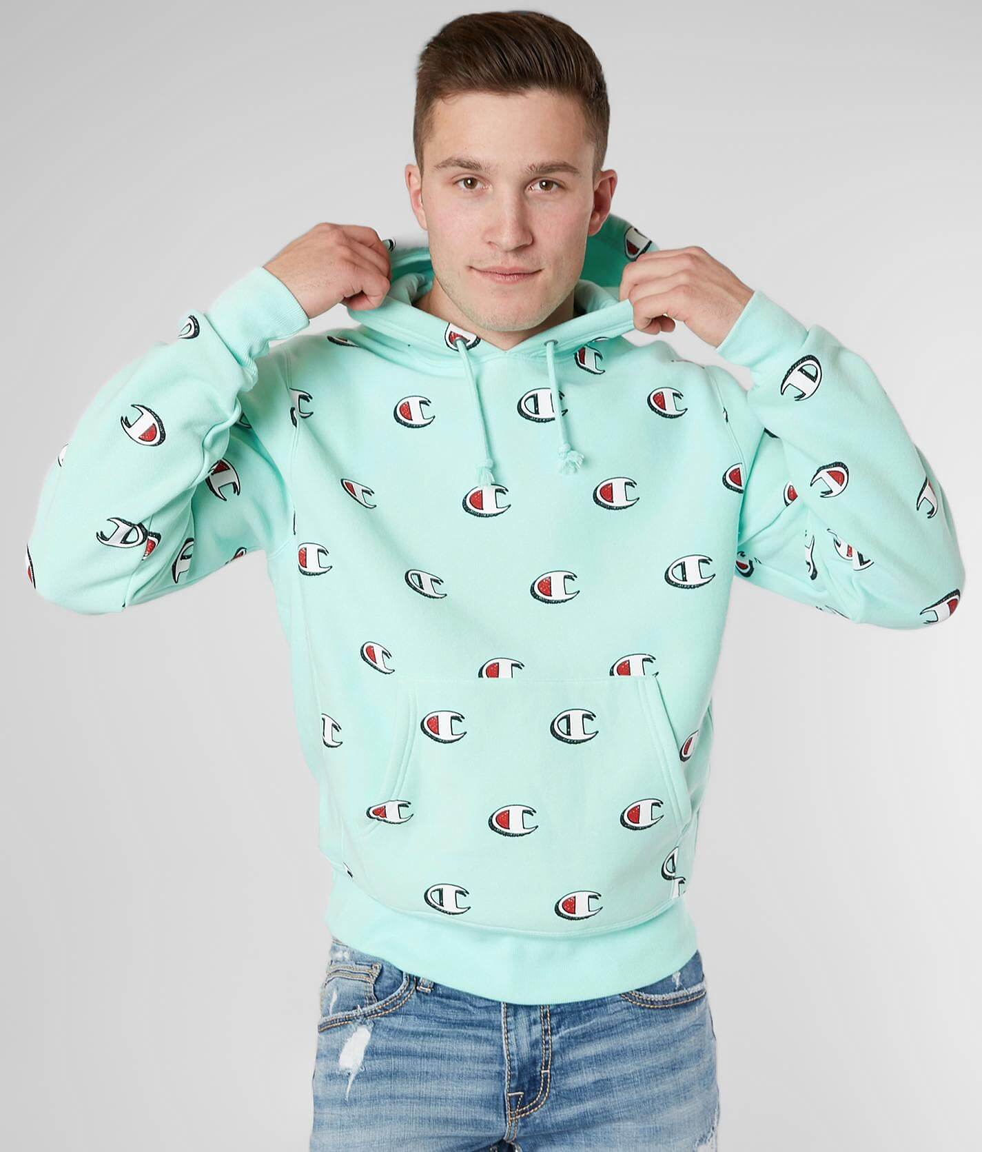 men's champion teal hoodie