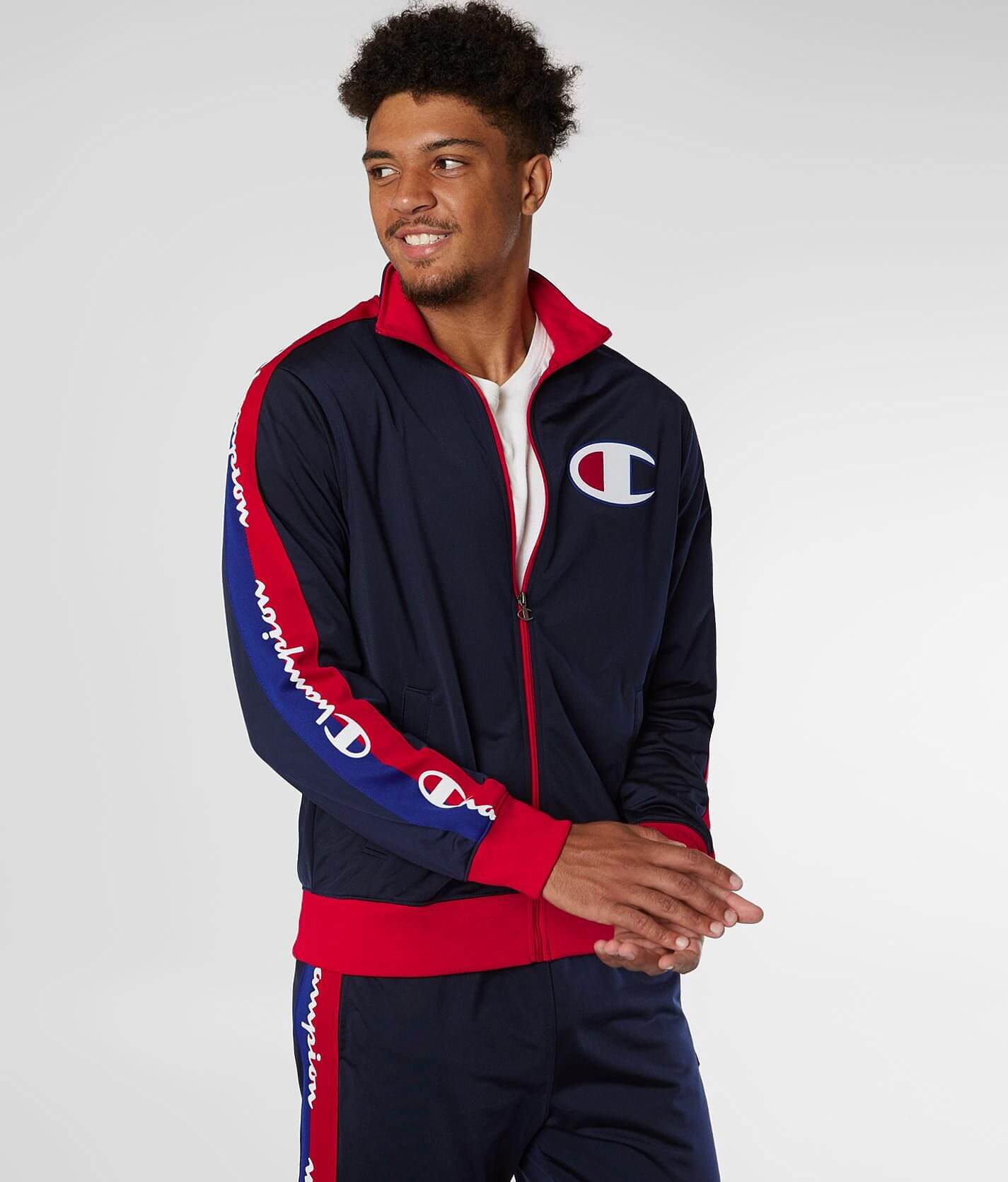 Champion® Tricot Track Jacket - Men's Loungewear in Navy Scarlet