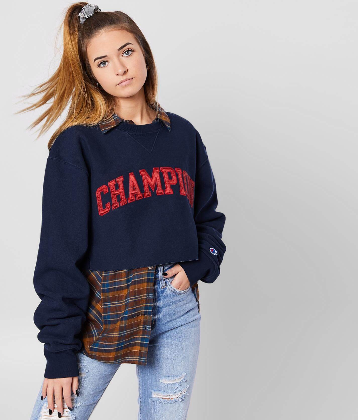 navy blue women's champion sweatshirt