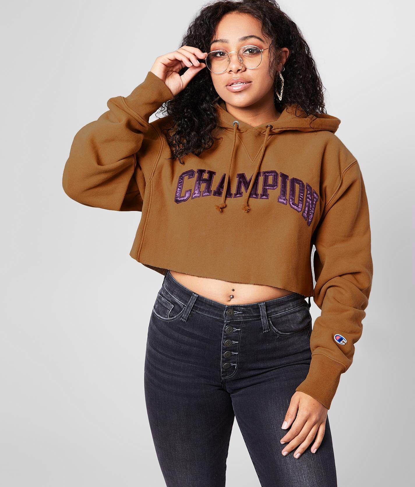 champion crop hoodie women's