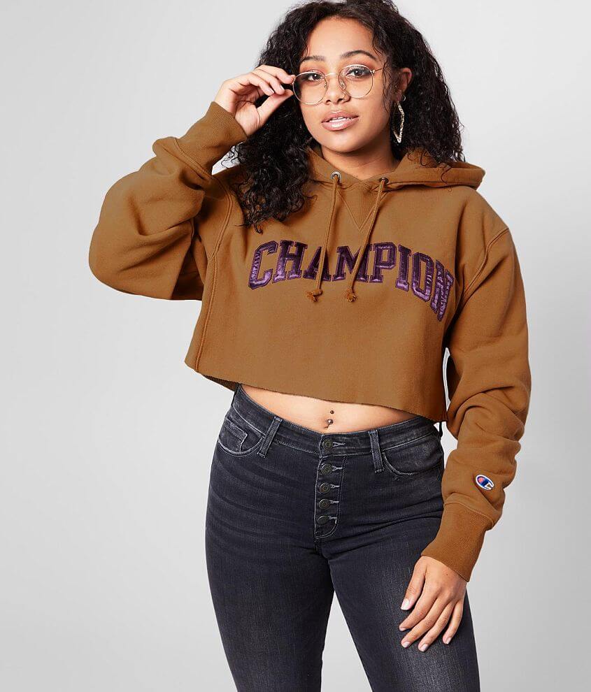 Champion crop hot sale top hoodie