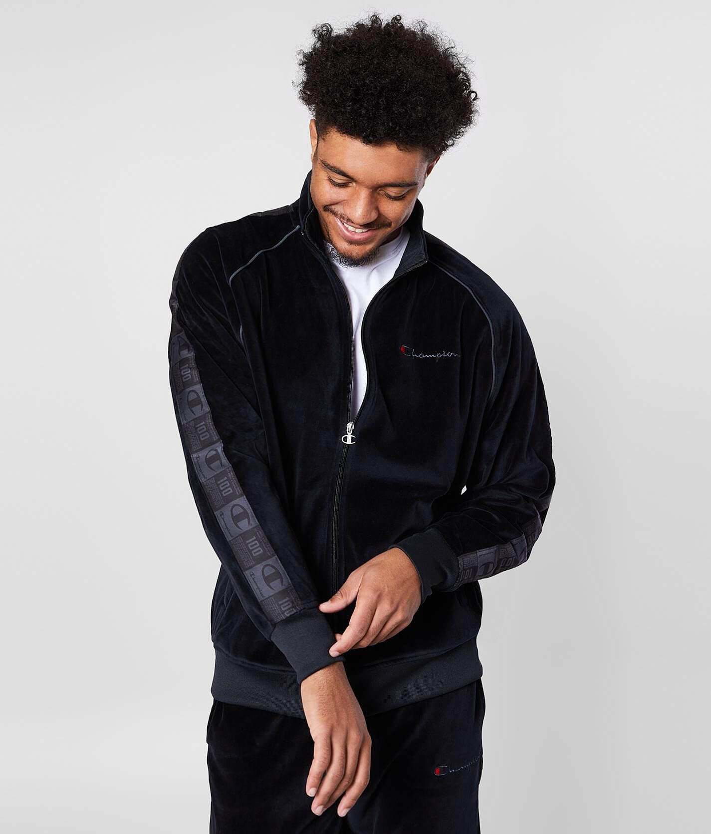 Champion track jacket shop black