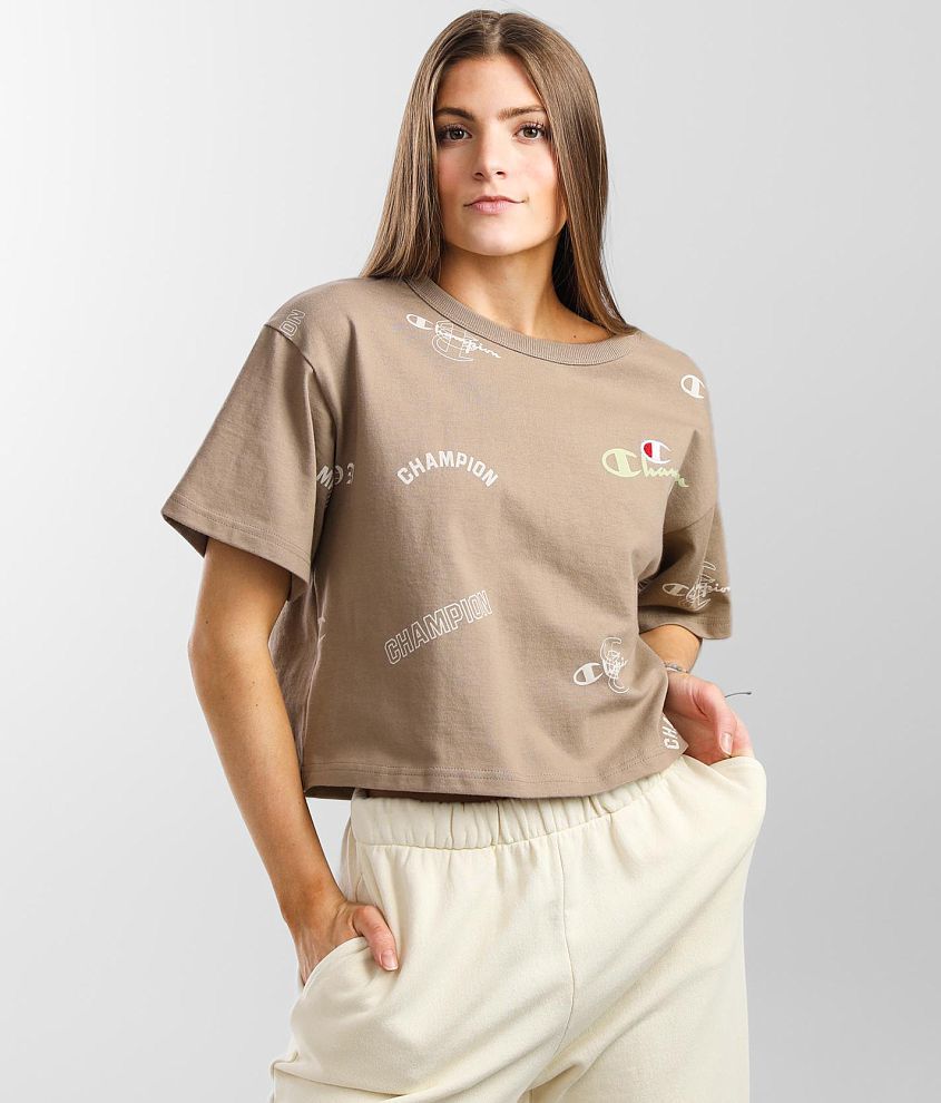 Beige champion t store shirt