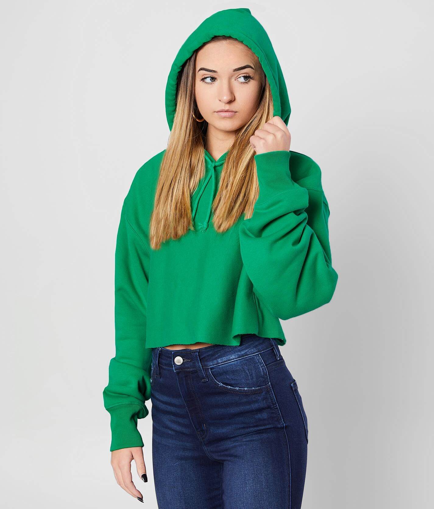 champion green cropped hoodie