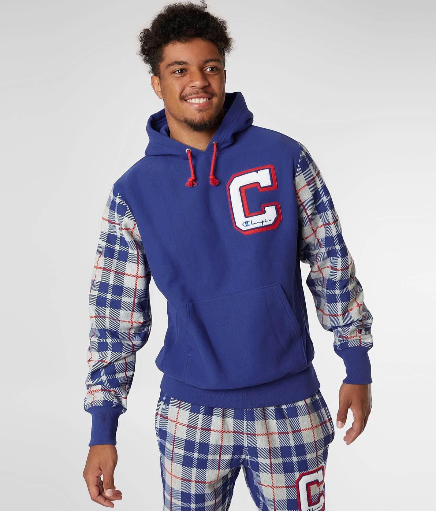 men's champion plaid hoodie