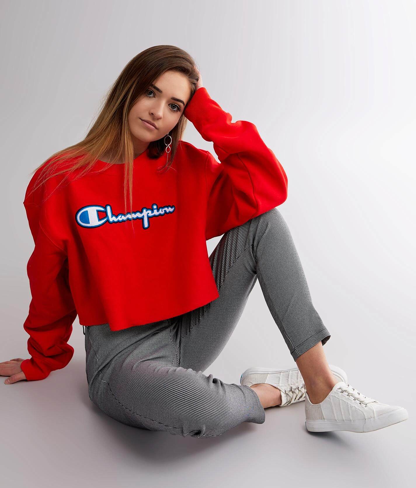 red champion sweatshirt women