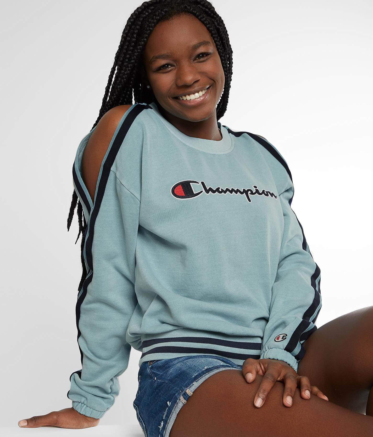 Cornflower teal champion sweatshirt best sale